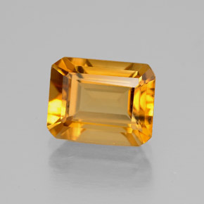 2.11캐럿 천연 골든 옐로우 시트린, 에메랄드 컷, 8.8×6.9 mm, VVS-VS