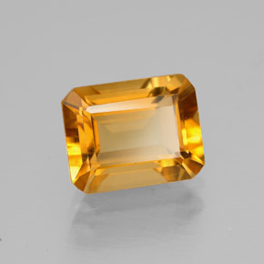 2.11캐럿 천연 골든 옐로우 시트린, 에메랄드 컷, 8.8×6.9 mm, VVS-VS