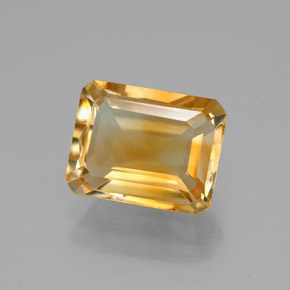 2.23캐럿 천연 골든 옐로우 시트린, 에메랄드 컷, 9×7 mm, VVS