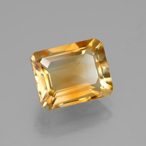 2.23캐럿 천연 골든 옐로우 시트린, 에메랄드 컷, 9×7 mm, VVS