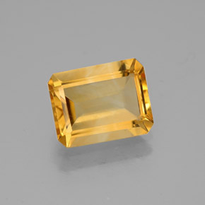 1.77캐럿 천연 골든 옐로우 시트린, 에메랄드 컷, 8.9×6.9 mm, VVS