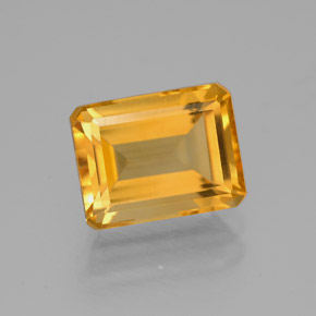 2.20캐럿 천연 골든 옐로우 시트린, 에메랄드 컷, 8.8×6.8 mm, VVS
