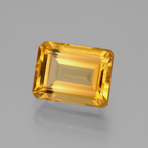 2.20캐럿 천연 골든 옐로우 시트린, 에메랄드 컷, 8.8×6.8 mm, VVS