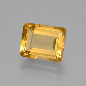 2.03캐럿 천연 골든 옐로우 시트린, 에메랄드 컷, 8.8×7 mm, VVS