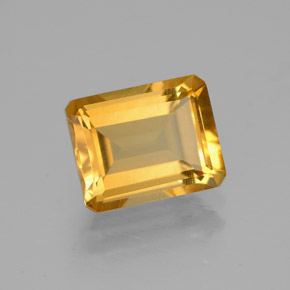 2.03캐럿 천연 골든 옐로우 시트린, 에메랄드 컷, 8.8×7 mm, VVS
