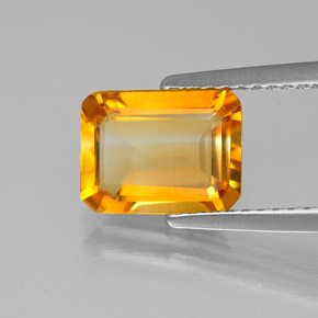 1.73캐럿 천연 골든 옐로우 시트린, 에메랄드 컷, 9×6.9 mm, VVS