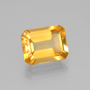 1.88캐럿 천연 골든 옐로우 시트린, 에메랄드 컷, 8.8×6.8 mm, VVS