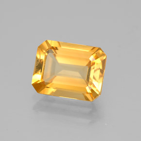 1.88캐럿 천연 골든 옐로우 시트린, 에메랄드 컷, 8.8×6.8 mm, VVS