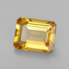 1.94캐럿 천연 골든 옐로우 시트린, 에메랄드 컷, 9×7.1 mm, VS