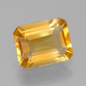 1.90캐럿 천연 골든 옐로우 시트린, 에메랄드 컷, 9×7 mm, VVS-VS