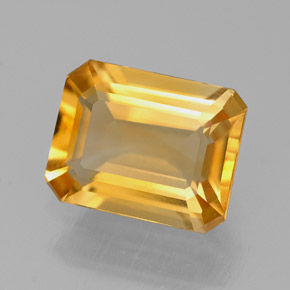 1.90캐럿 천연 골든 옐로우 시트린, 에메랄드 컷, 9×7 mm, VVS-VS