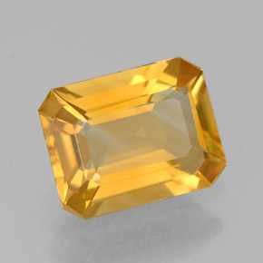 1.90캐럿 천연 골든 옐로우 시트린, 에메랄드 컷, 9×7 mm, VVS-VS