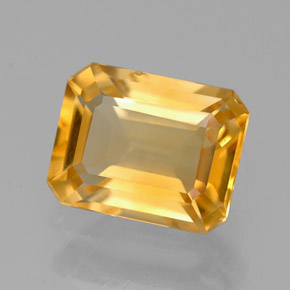 2.03캐럿 천연 골든 옐로우 시트린, 에메랄드 컷, 8.8×6.9 mm, VVS-VS