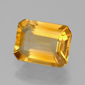 1.90캐럿 천연 골든 옐로우 시트린, 에메랄드 컷, 8.9×6.9 mm, VVS-VS