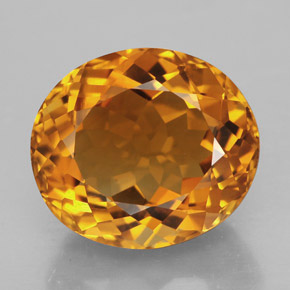 11.83캐럿 천연 옐로우 오렌지 시트린, 타원형 컷, 15.8×13.8 mm, IF