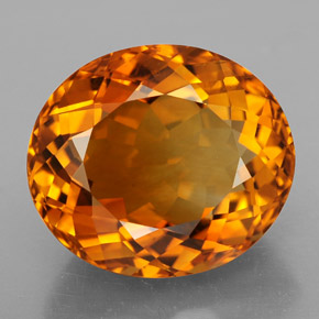 11.24캐럿 천연 옐로우 오렌지 시트린, 타원형 컷, 15.7×13.6 mm, VVS