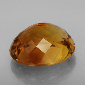 11.24캐럿 천연 옐로우 오렌지 시트린, 타원형 컷, 15.7×13.6 mm, VVS