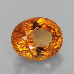 6.55캐럿 천연 옐로우 오렌지 시트린, 타원형 컷, 13.1×10.9 mm, VVS
