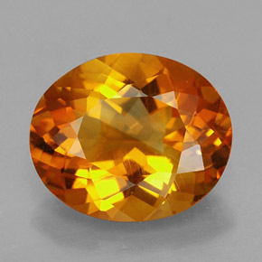 4.27캐럿 천연 옐로우 오렌지 시트린, 타원형 컷, 12.5×10.4 mm, VVS