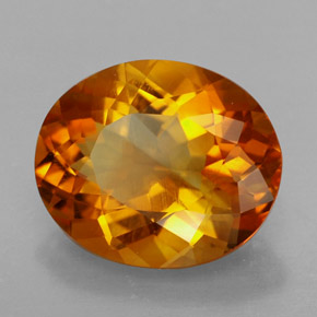 4.27캐럿 천연 옐로우 오렌지 시트린, 타원형 컷, 12.5×10.4 mm, VVS