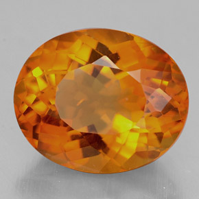 4.60캐럿 천연 옐로우 오렌지 시트린, 타원형 컷, 12.1×10 mm, VVS-VS