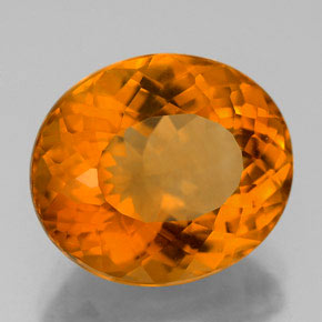 6.32캐럿 천연 옐로우 오렌지 시트린, 타원형 컷, 12.9×11.2 mm, VVS