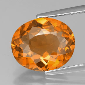 3.47캐럿 천연 옐로우 오렌지 시트린, 타원형 컷, 12.1×10.1 mm, VVS