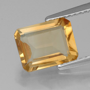 1.77캐럿 천연 골든 옐로우 시트린, 에메랄드 컷, 9×7 mm, VVS-VS
