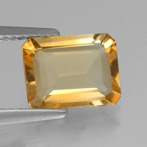 1.77캐럿 천연 골든 옐로우 시트린, 에메랄드 컷, 9×7 mm, VVS-VS