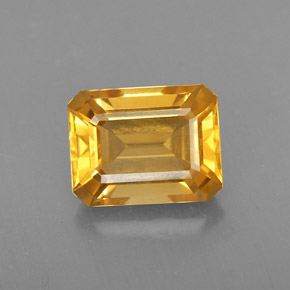 2.10캐럿 천연 골든 옐로우 시트린, 에메랄드 컷, 8.9×7.1 mm, VS