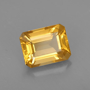 2.10캐럿 천연 골든 옐로우 시트린, 에메랄드 컷, 8.9×7.1 mm, VS