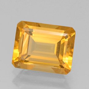 2.04캐럿 천연 골든 옐로우 시트린, 에메랄드 컷, 8.8×7 mm, VVS-VS