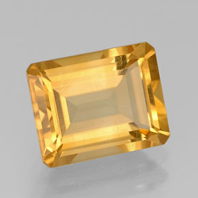 2.05캐럿 천연 골든 옐로우 시트린, 에메랄드 컷, 8.8×7 mm, VVS-VS