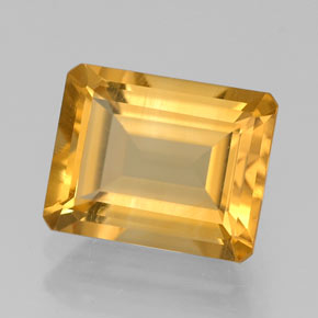 2.05캐럿 천연 골든 옐로우 시트린, 에메랄드 컷, 8.8×7 mm, VVS-VS