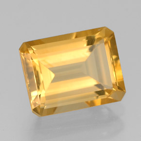 2.30캐럿 천연 골든 옐로우 시트린, 에메랄드 컷, 9×7 mm, VVS-VS