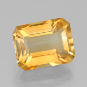 2.09캐럿 천연 골든 옐로우 시트린, 에메랄드 컷, 8.8×6.9 mm, VVS-VS