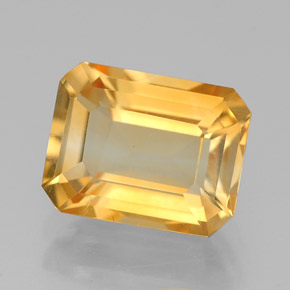 2.09캐럿 천연 골든 옐로우 시트린, 에메랄드 컷, 8.8×6.9 mm, VVS-VS