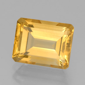 2.37캐럿 천연 골든 옐로우 시트린, 에메랄드 컷, 8.9×7 mm, VVS-VS