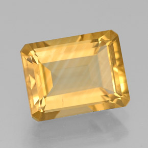 2.17캐럿 천연 골든 옐로우 시트린, 에메랄드 컷, 9×7 mm, VS