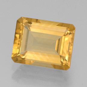 2.17캐럿 천연 골든 옐로우 시트린, 에메랄드 컷, 9×7 mm, VS