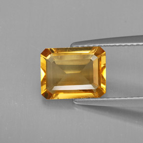 1.89캐럿 천연 골든 옐로우 시트린, 에메랄드 컷, 9.1×7.2 mm, VVS-VS