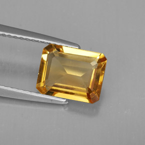1.89캐럿 천연 골든 옐로우 시트린, 에메랄드 컷, 9.1×7.2 mm, VVS-VS