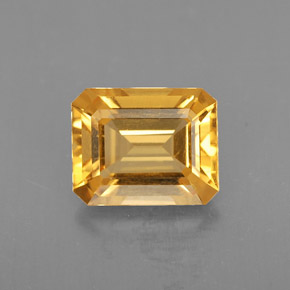 1.74캐럿 천연 골든 옐로우 시트린, 에메랄드 컷, 8.9×6.9 mm, VVS-VS