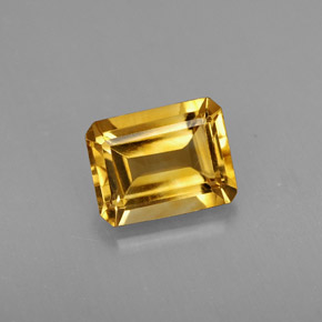 1.97캐럿 천연 골든 옐로우 시트린, 에메랄드 컷, 8.9×6.9 mm, VS