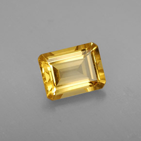 2.03캐럿 천연 골든 옐로우 시트린, 에메랄드 컷, 8.9×6.9 mm, VS