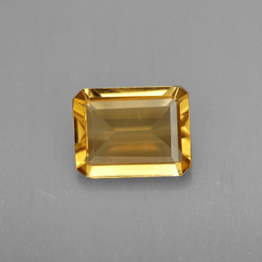 1.74캐럿 천연 골든 옐로우 시트린, 에메랄드 컷, 8.9×6.9 mm, VVS-VS