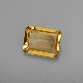 1.74캐럿 천연 골든 옐로우 시트린, 에메랄드 컷, 8.9×6.9 mm, VVS-VS