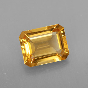 2.00캐럿 천연 골든 옐로우 시트린, 에메랄드 컷, 9.1×7.1 mm, VVS