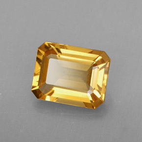 2.00캐럿 천연 골든 옐로우 시트린, 에메랄드 컷, 9.1×7.1 mm, VVS