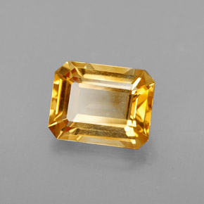 1.99캐럿 천연 골든 옐로우 시트린, 에메랄드 컷, 8.8×6.8 mm, VVS